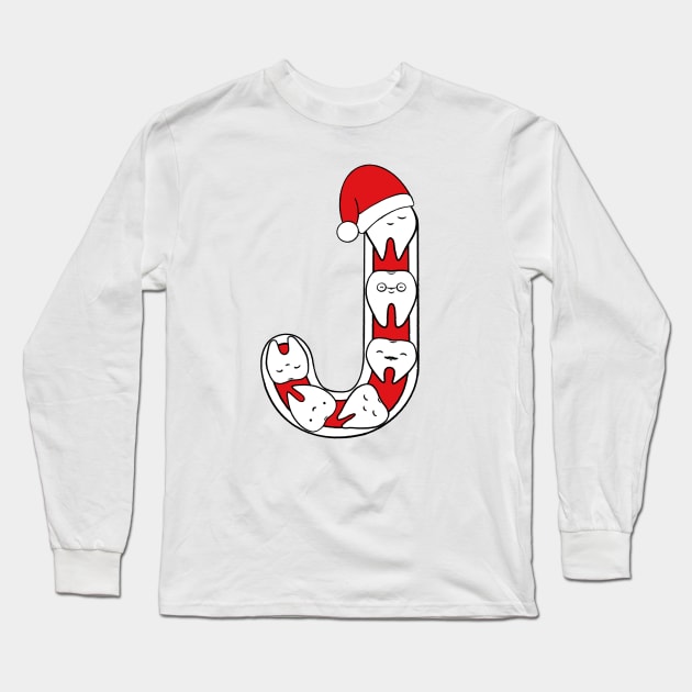 Letter J (Happimola Christmas Alphabet) Long Sleeve T-Shirt by Happimola